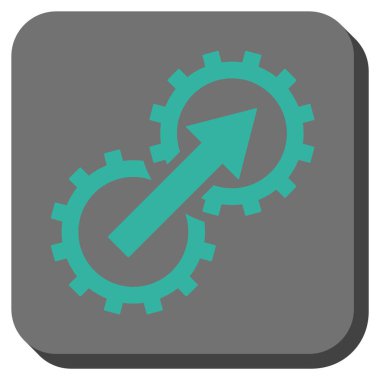 Dişli Tümleştirme yuvarlak kare vektör simgesi