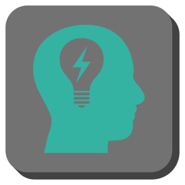 Kafası ampul yuvarlak kare vektör simgesi