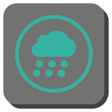 Yağmur bulutu yuvarlak kare vektör simgesi