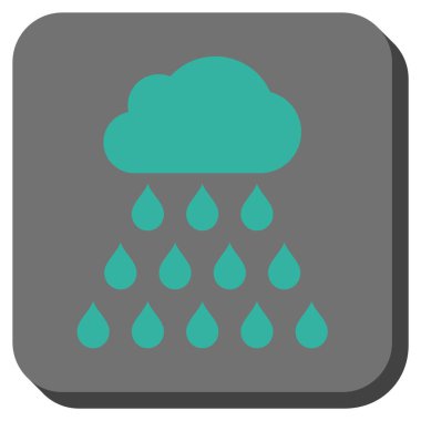 Yağmur bulutu yuvarlak kare vektör simgesi