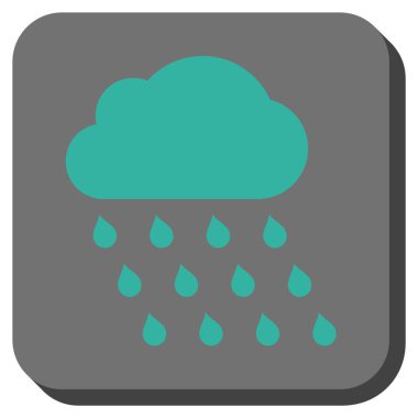 Yağmur bulutu yuvarlak kare vektör simgesi