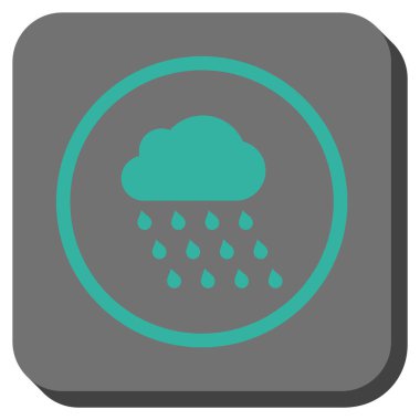 Yağmur bulutu yuvarlak kare vektör simgesi