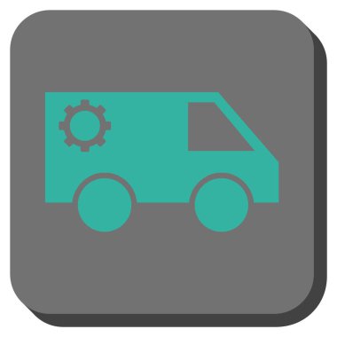 Hizmet araba yuvarlak kare vektör simgesi