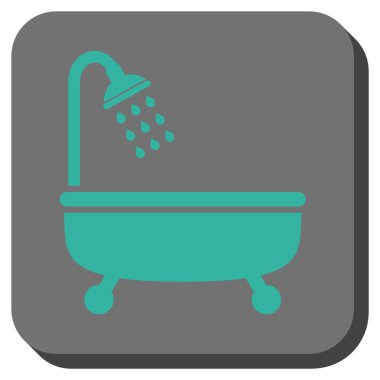 Duş Banyo yuvarlak kare vektör simgesi