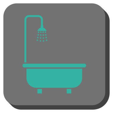 Duş Banyo yuvarlak kare vektör simgesi