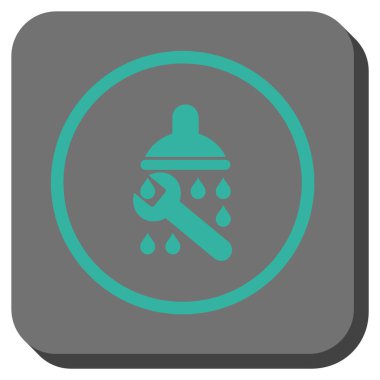 Duş sıhhi tesisat yuvarlak kare vektör simgesi