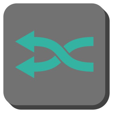 Shuffle oklar sola yuvarlak kare vektör simgesi