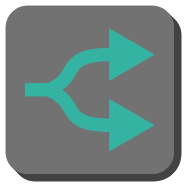 Bölünmüş oklar sağ yuvarlak kare vektör simgesi