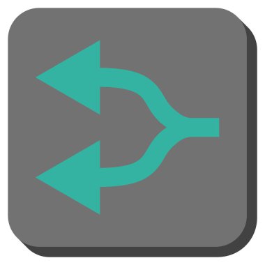 Split oklar sola yuvarlak kare vektör simgesi