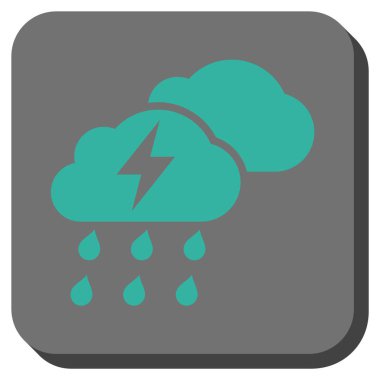 Fırtına bulutları yuvarlak kare vektör simgesi