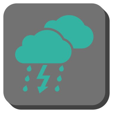 Fırtına bulutları yuvarlak kare vektör simgesi