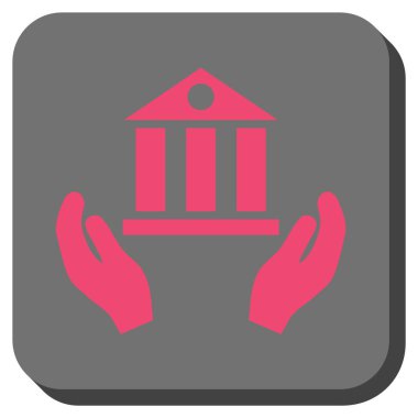 Banka hizmet yuvarlak kare vektör simgesi