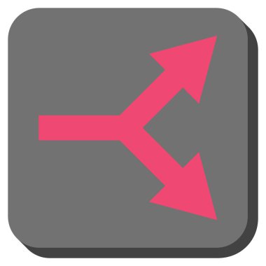 Bifurkasyon ok sağ yuvarlak kare vektör simgesi