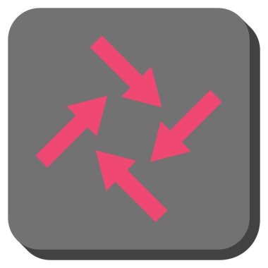 Merkezcil okları yuvarlak kare vektör simgesi