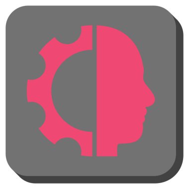 Cyborg dişli yuvarlak kare vektör simgesi