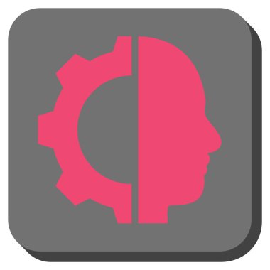 Cyborg dişli yuvarlak kare vektör simgesi