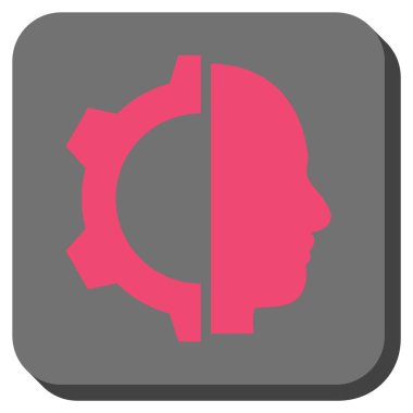 Cyborg dişli yuvarlak kare vektör simgesi