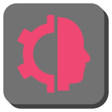 Cyborg dişli yuvarlak kare vektör simgesi