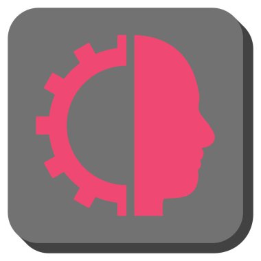 Cyborg dişli yuvarlak kare vektör simgesi