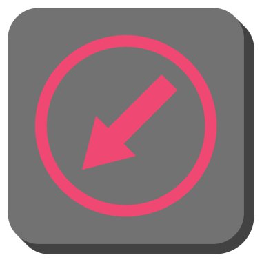 Yuvarlak aşağı sol ok yuvarlak kare vektör simgesi