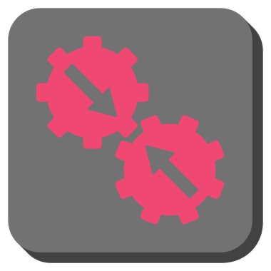 Dişli Tümleştirme yuvarlak kare vektör simgesi