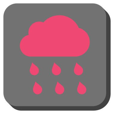 Yağmur bulutu yuvarlak kare vektör simgesi