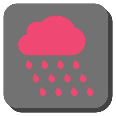 Yağmur bulutu yuvarlak kare vektör simgesi