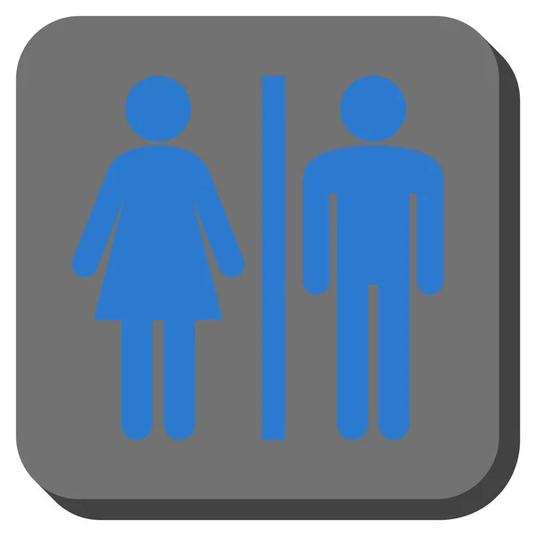 WC persone arrotondato piazza vettoriale icona — Vettoriale Stock
