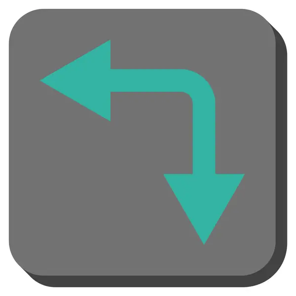 Flèche de bifurcation gauche vers le bas rond carré vecteur icône — Image vectorielle