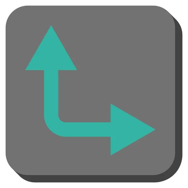 Flecha de bifurcación derecha hacia arriba redondeado cuadrado Vector icono — Vector de stock