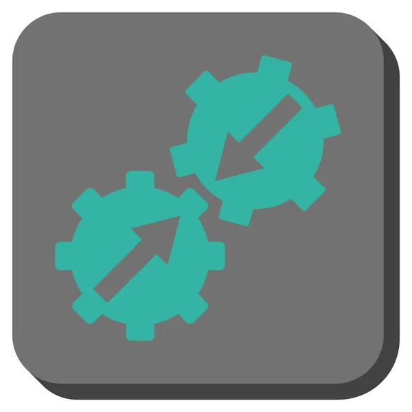 Zahnrad-Integration gerundetes quadratisches Vektorsymbol — Stockvektor