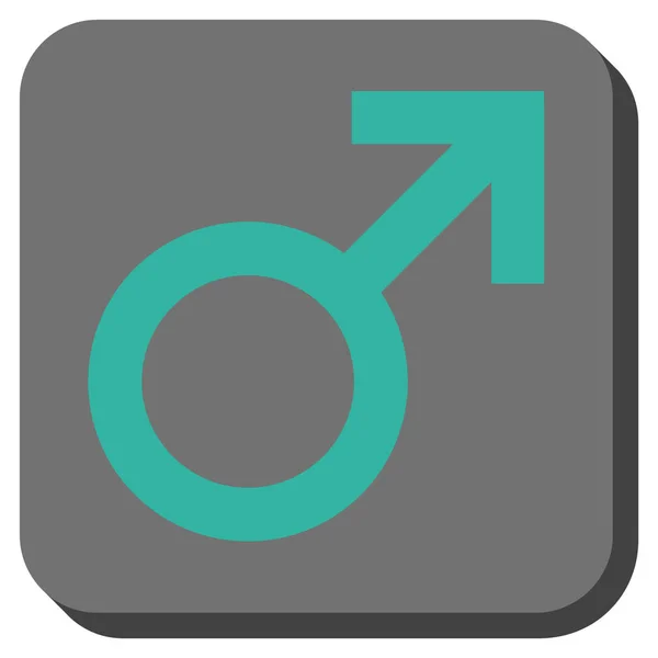 Αρσενικό σύμβολο στρογγυλεμένο τετράγωνο διάνυσμα εικονίδιο — Διανυσματικό Αρχείο