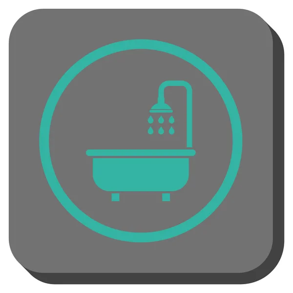 Baño de ducha redondeado cuadrado Vector icono — Vector de stock