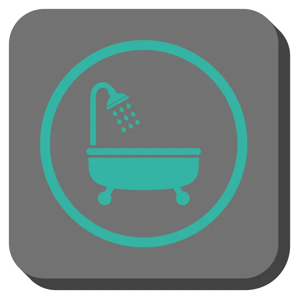 Baño de ducha redondeado cuadrado Vector icono — Vector de stock