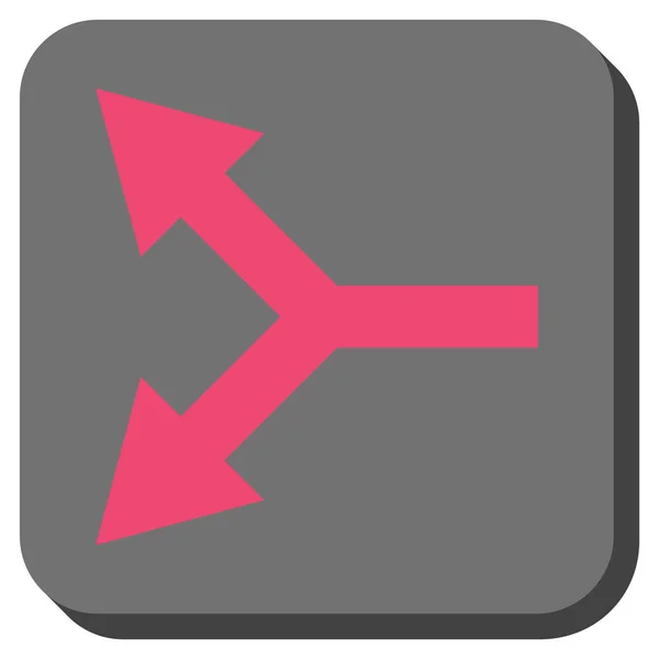 Flecha de bifurcación izquierda redondeada cuadrado Vector icono — Archivo Imágenes Vectoriales