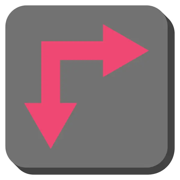 Flecha de bifurcación derecha hacia abajo redondeado cuadrado Vector icono — Vector de stock