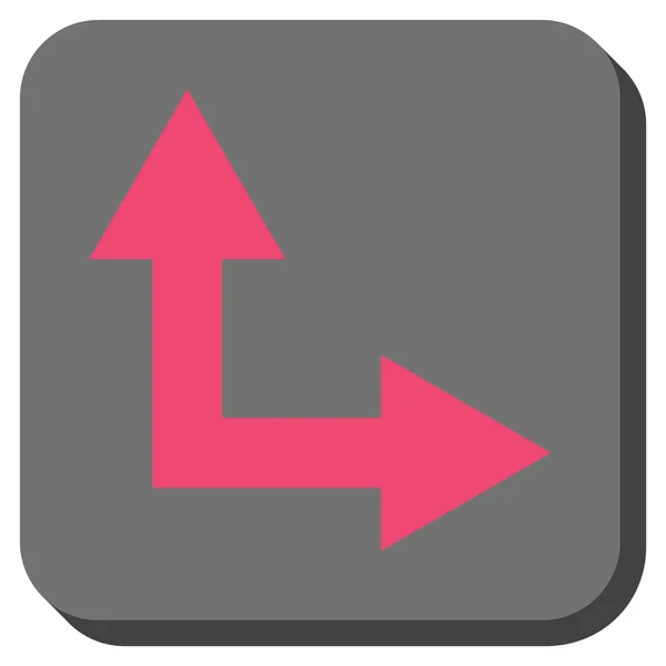 Bifurcação seta direita para cima arredondado vetor quadrado ícone — Vetor de Stock