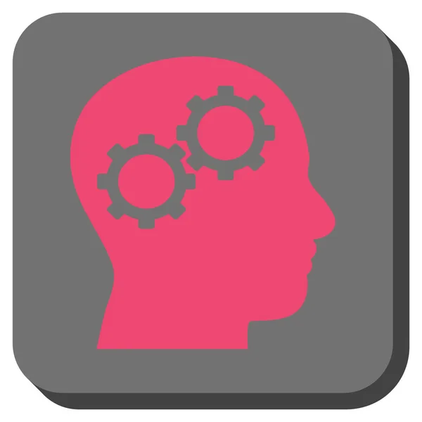 Brain Gears Rounded Square Vector Icon — Stock Vector