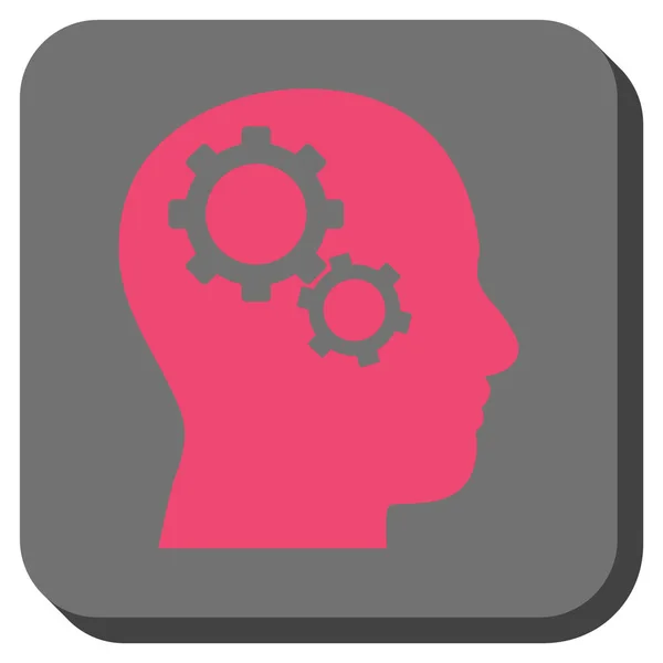 Brain Gears Rounded Square Vector Icon — Stock Vector