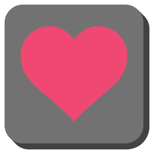 Coração de amor arredondado vetor quadrado ícone — Vetor de Stock