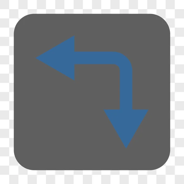 Flecha de bifurcación izquierda abajo botón cuadrado redondeado — Vector de stock