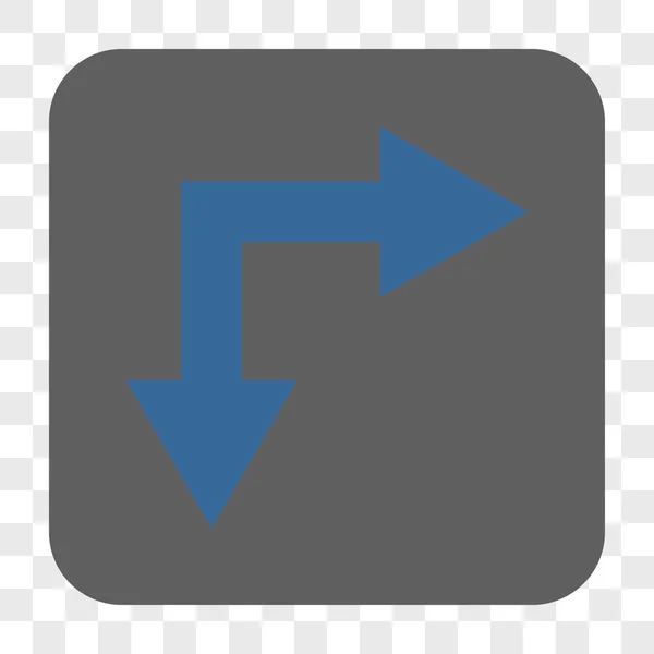 Διακλάδωση βέλος δεξιά κάτω στρογγυλεμένο τετράγωνο κουμπί — Διανυσματικό Αρχείο