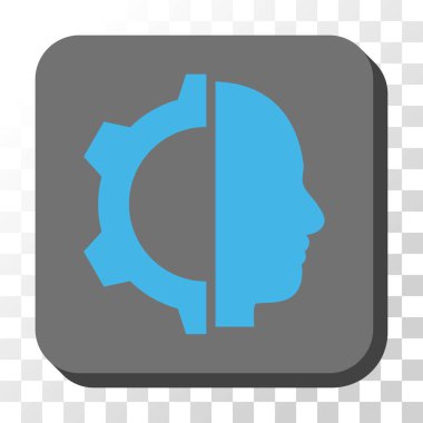 Cyborg dişli yuvarlak kare vektör düğmesi