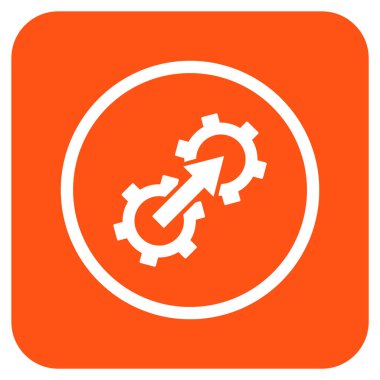 Dişli Tümleştirme düz kare vektör simgesi