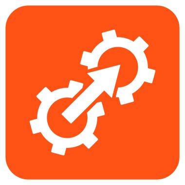 Dişli Tümleştirme düz kare vektör simgesi