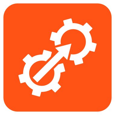 Dişli Tümleştirme düz kare vektör simgesi