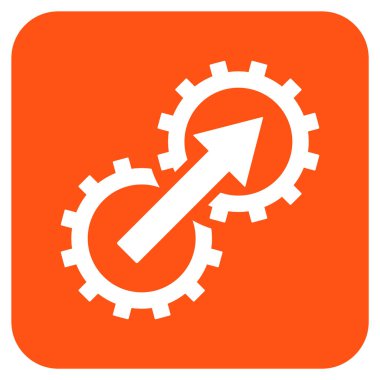 Dişli Tümleştirme düz kare vektör simgesi