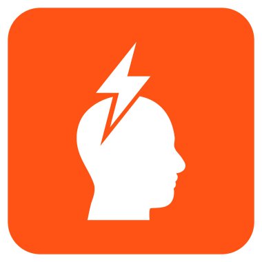 Baş ağrısı düz kare vektör simgesi