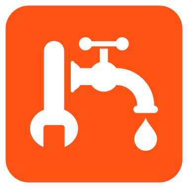 Sıhhi tesisat düz kare vektör simgesi