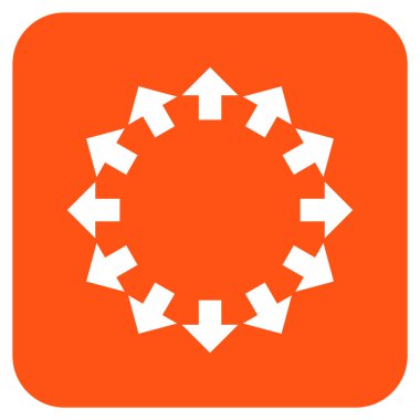 Radyal oklar düz kare vektör simgesi